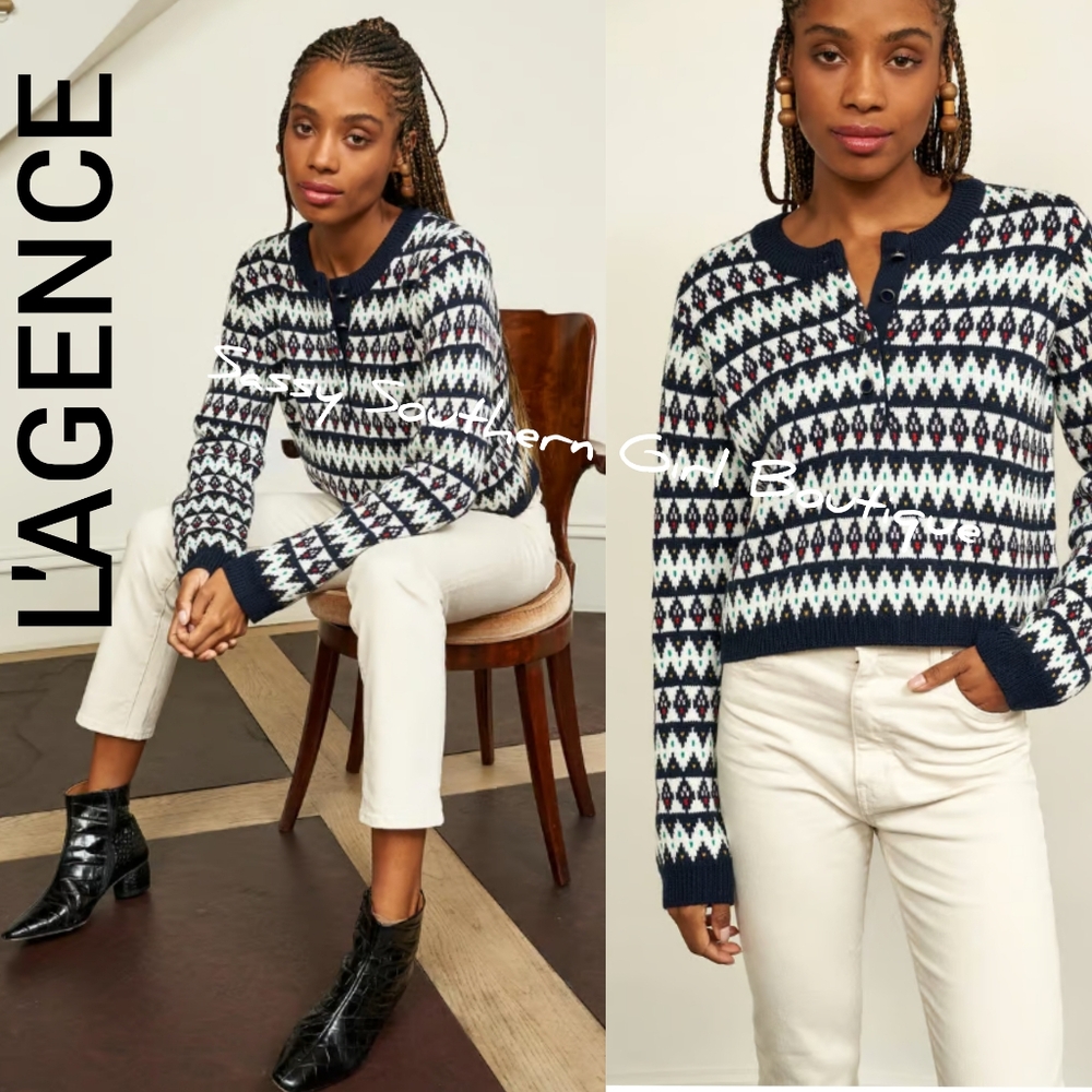 ⭐🆕 L'AGENCE Fair Isle Henley sweater